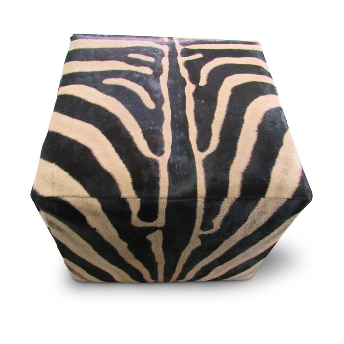 Cowhides USA Real Zebra Skin Upholstered Ottoman 18X20X20" Wayfair